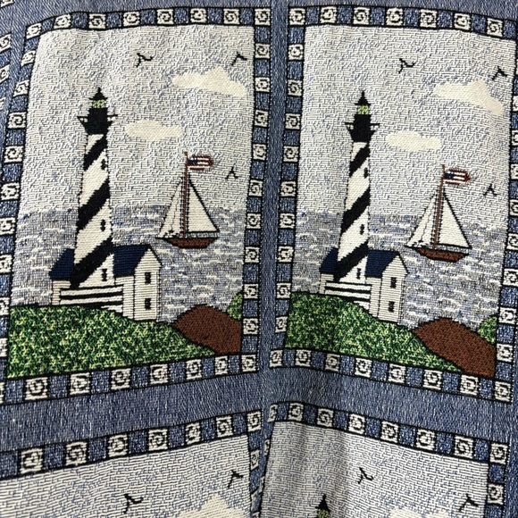 Vtg 90s Blair Nautical Sailboat Lighthouse Tapestry Jacket Lined Sz 2XL Coastal - Picture 8 of 14
